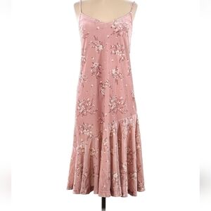 Floral Dusty Rose Maxi Skirt with Ruffled Hem